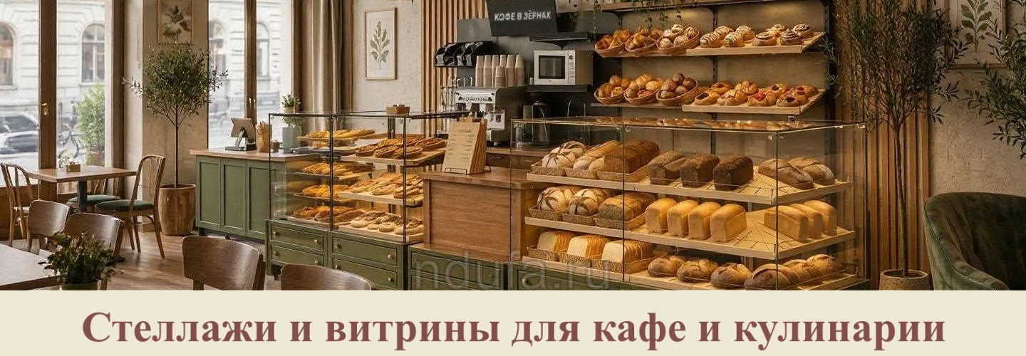 Витрины и стеллажи для кулинарии под заказ в Уфе